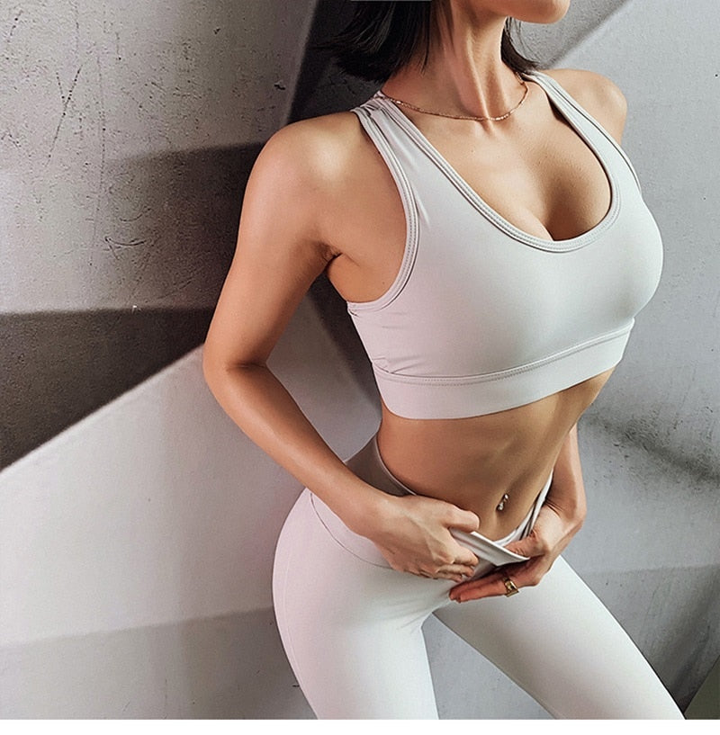 Yoga Crop Top Push up Underwear Gym Running Shockproof Shirt