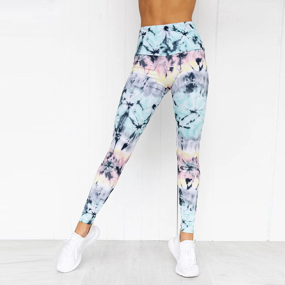 Tie Dye Leggings Seamless Yoga Leggings Gym Fashion Fitness Running Sports Workout Push Up Running Training Hips Lifting Pants